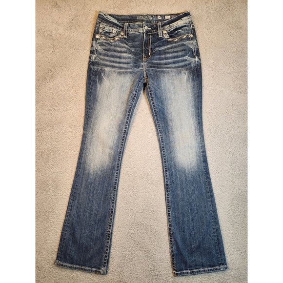 Miss Me Denim - Miss Me Jeans Womens 30X35 Blue Bootcut Embellished Fleur De Lis Streetwear